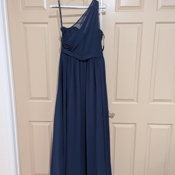 Alfred Angelo Midnight Blue One-Shoulder Gown - Picture 1 of 3